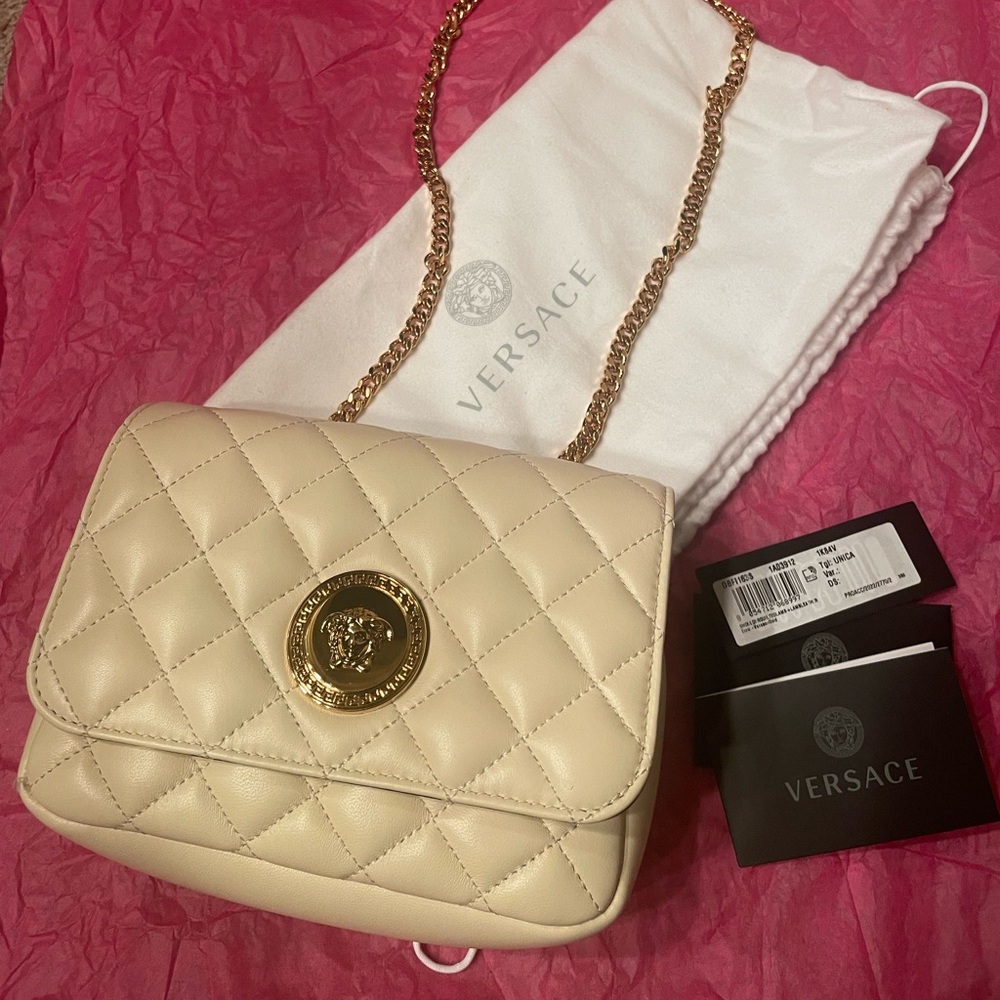 Versace La Medusa Quilted Nappa Leather Crossbody/Shoulder Chain Bag NWT